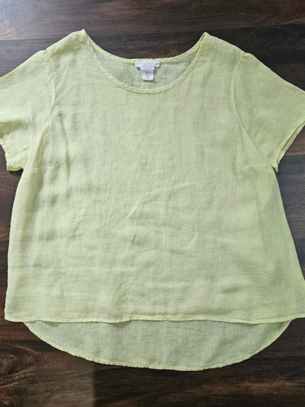 Isaac Mizrahi New York 100% Linen Top Yellow Size 1X Beachy Lagenlook Summer